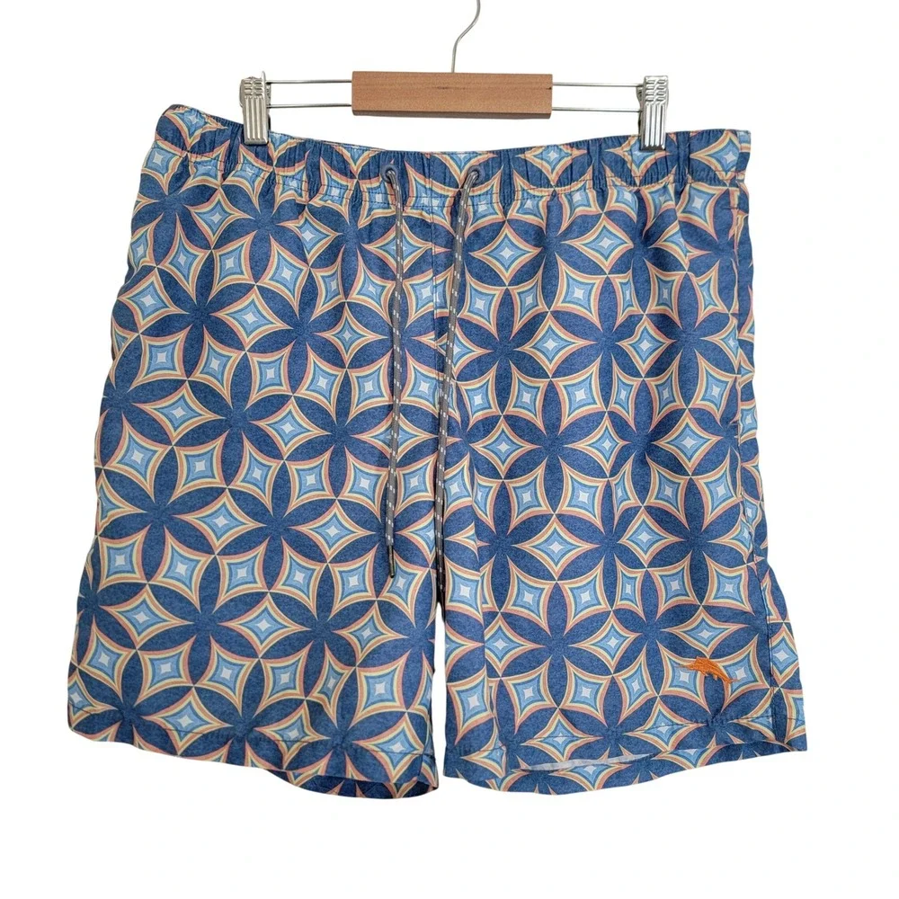Tommy Bahama Relax Mens Medium‎ Blue Mesh Lined Swim Trunks Drawstring Resort